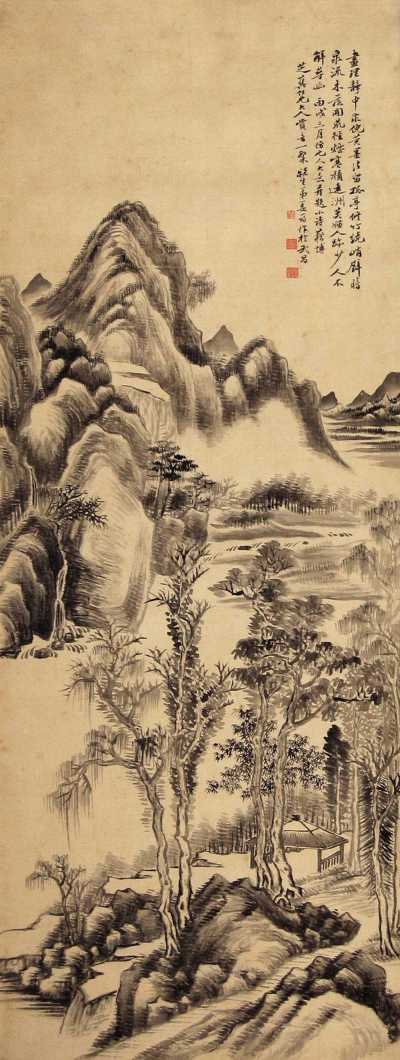姜筠 丙戌（1886年）作 山水 立轴